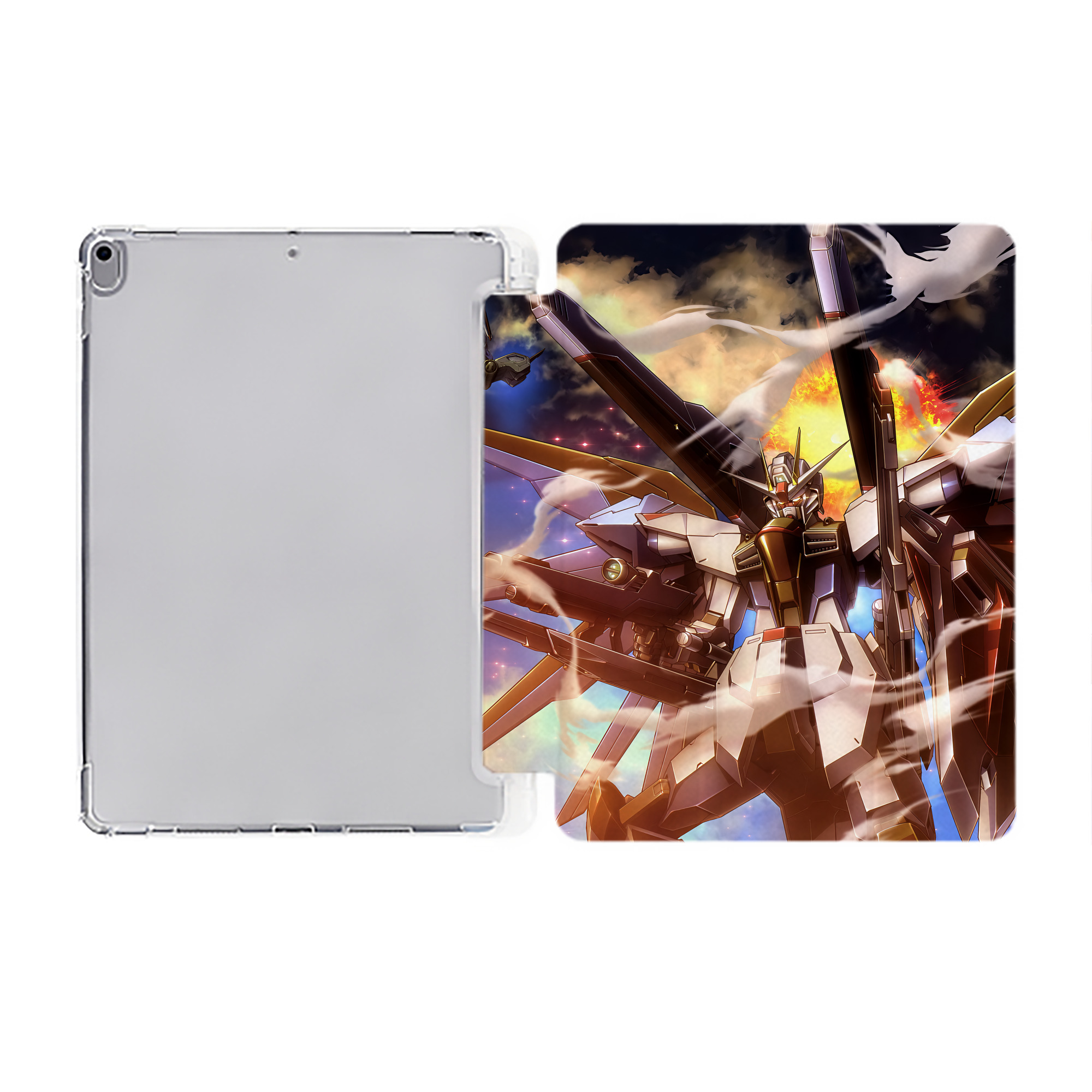 （画像用） 機動戦士ガンダム Mobile Suit Gundam IPad ケース ペン収納付き 三つ折りスタンド PUレザー×シリコン 対応機種9.5/10.5/10.9インチ